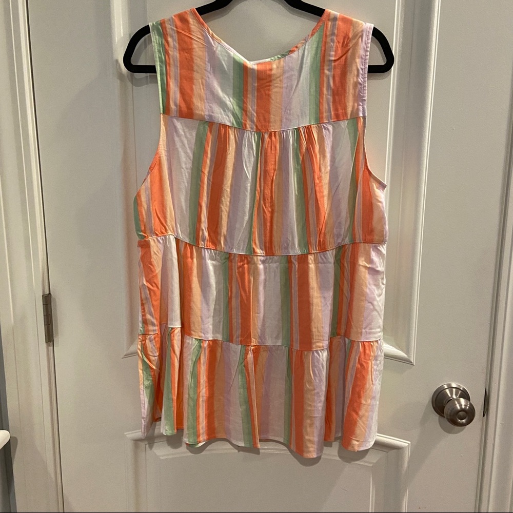NWT torrid Striped Tiered Tank - Size 1 (14/16) - Orange/Peach/White - Picture 6 of 9